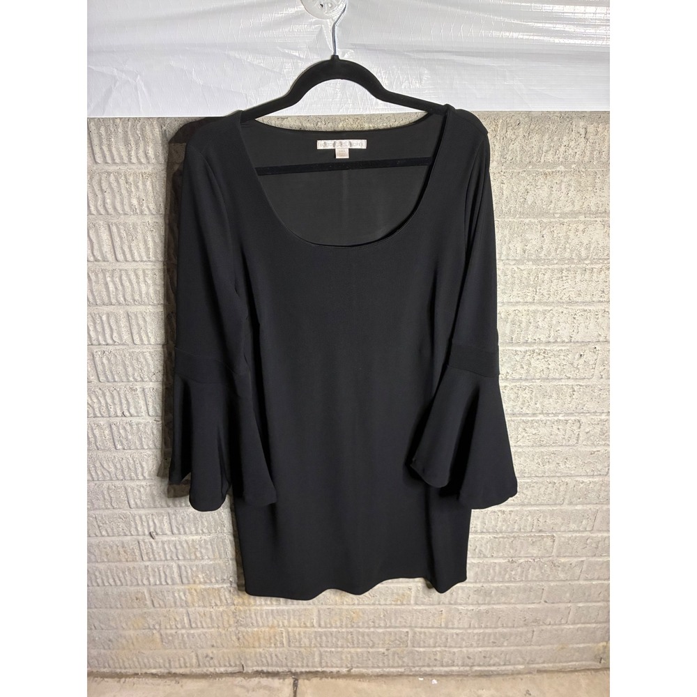 Boston‎ Proper Black Bell Sleeve Scoop Neck Dress Size L